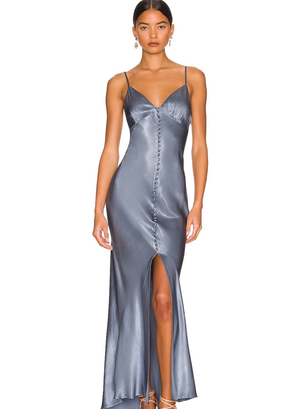 Shona Joy La Lune Bias Slip Dress Blue Smoke